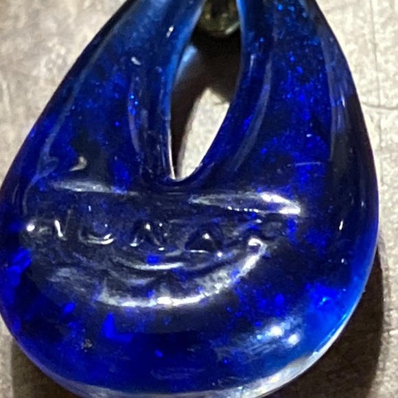 Vintage Murano-Style Blue Art Glass Drop Earrings (Signed “Murano” in Glass) - Picture 3 of 4